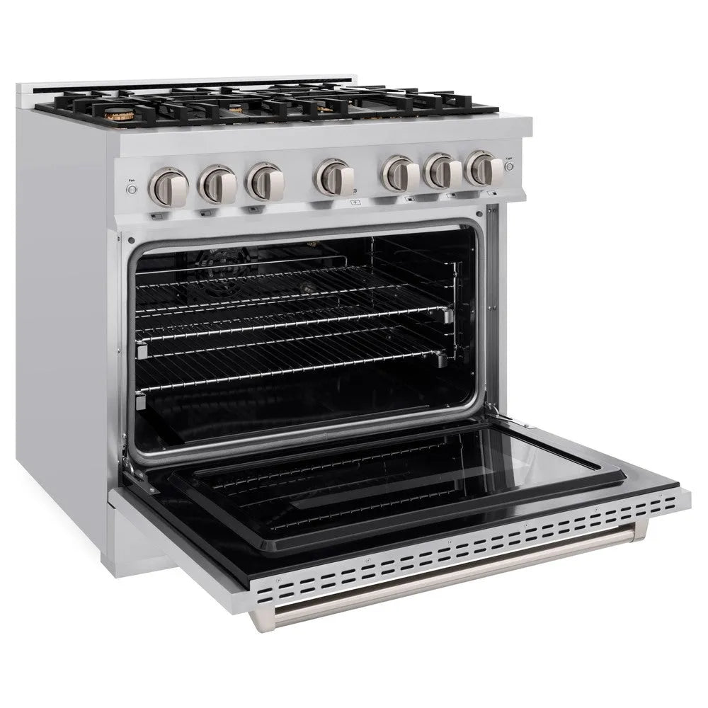 ZLINE Classic 36-inch range in stainless steel CGR-BR-36, door open