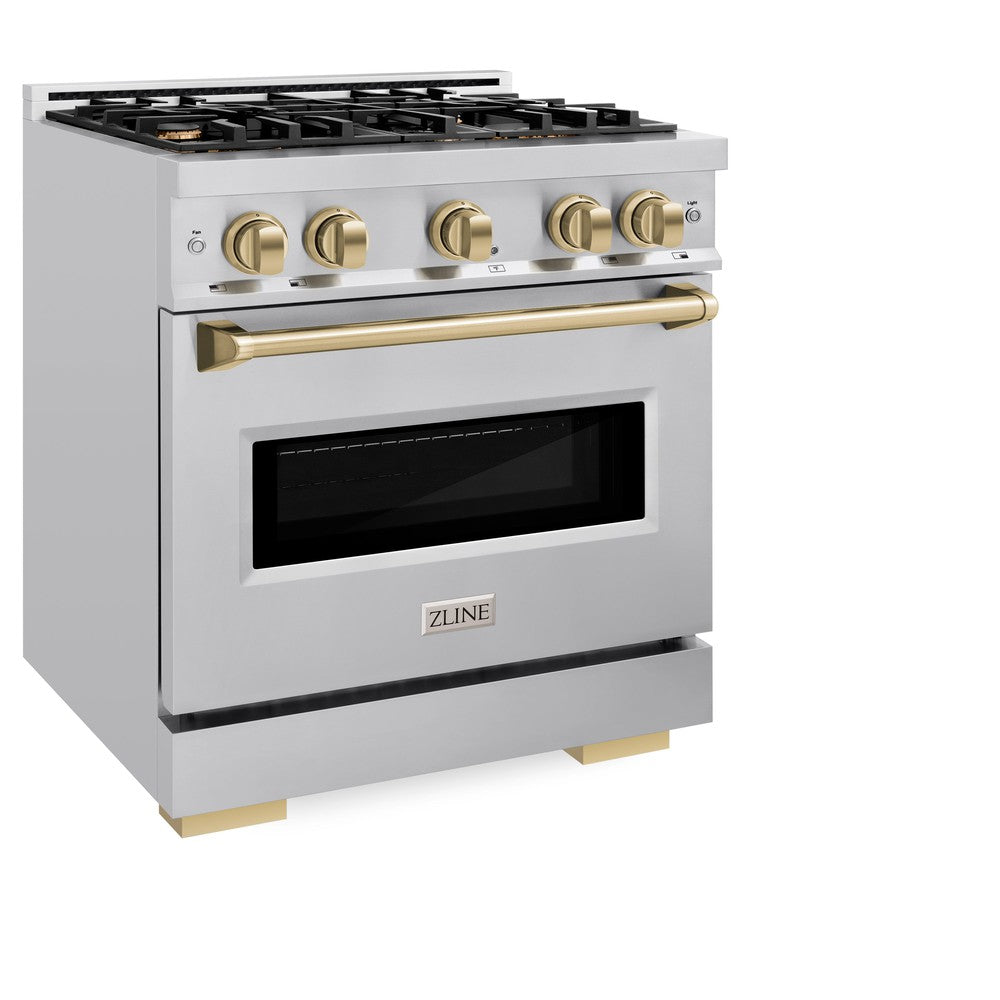 ZLINE Autograph Edition Classic 30-inch range in stainless steel and champagne bronze accents CGRZ-30-CB, view 3