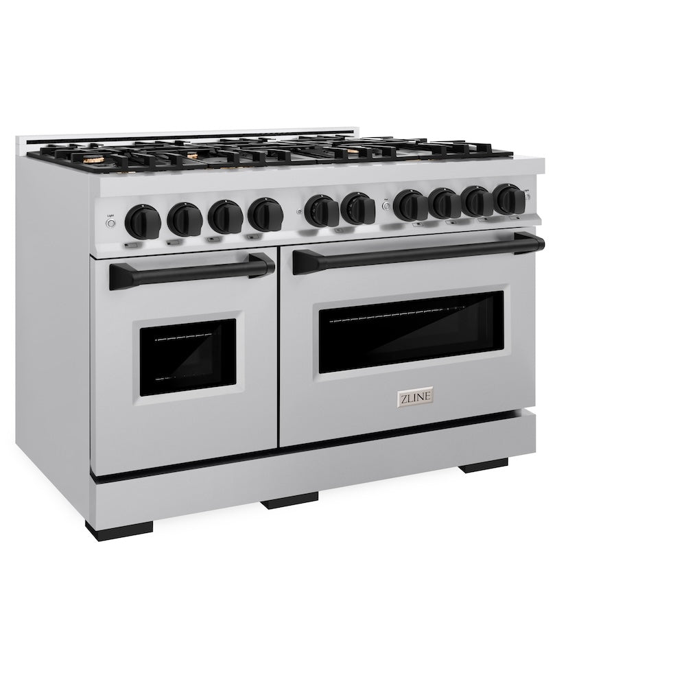 ZLINE Autograph Edition Classic 48-inch range in stainless steel and matte black accents CGRZ-48-MB, view 5