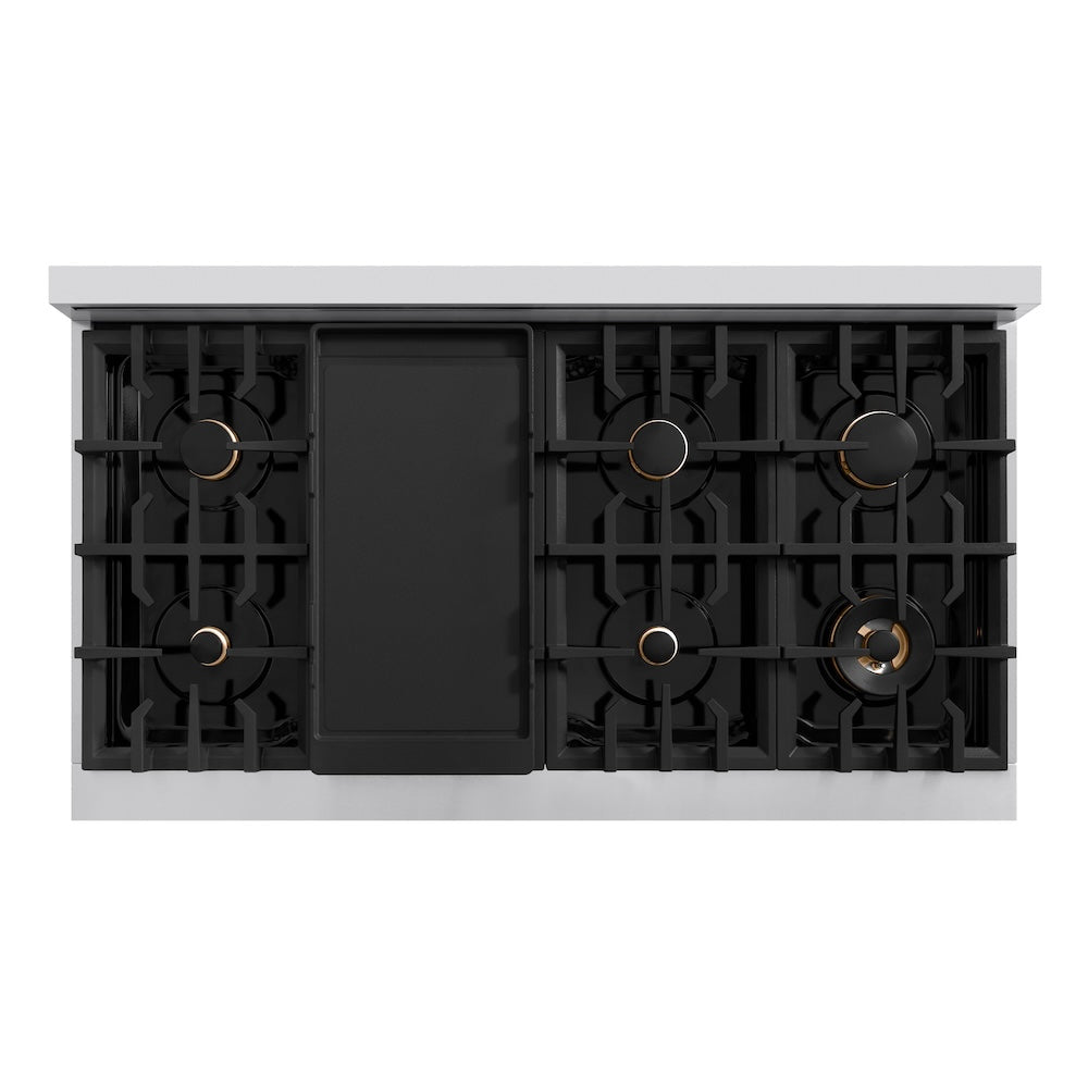 ZLINE Autograph Edition Classic 48-inch range in stainless steel and matte black accents CGRZ-48-MB, from above