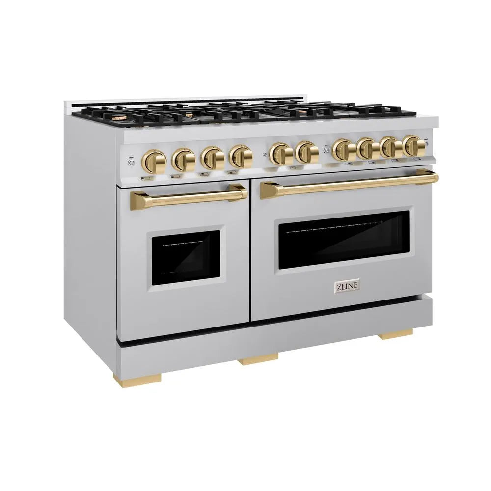 ZLINE Autograph Edition Classic 48-inch range in stainless steel and polished gold accents CGRZ-48-G