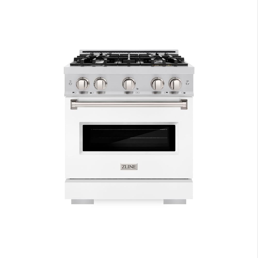 ZLINE Classic 30-inch range in stainless steel with white matte door CDR-WM-30, front view