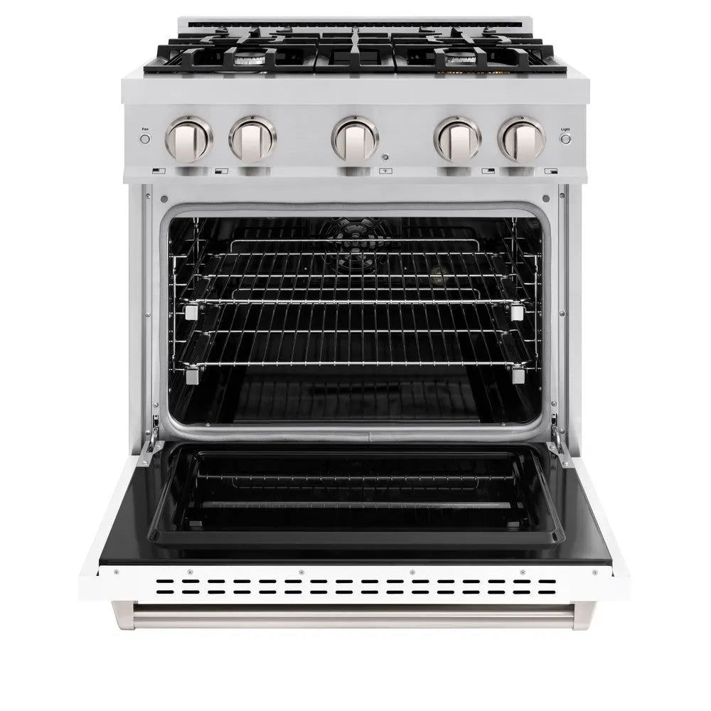ZLINE Classic 30-inch range in stainless steel with white matte door CDR-WM-30, front view