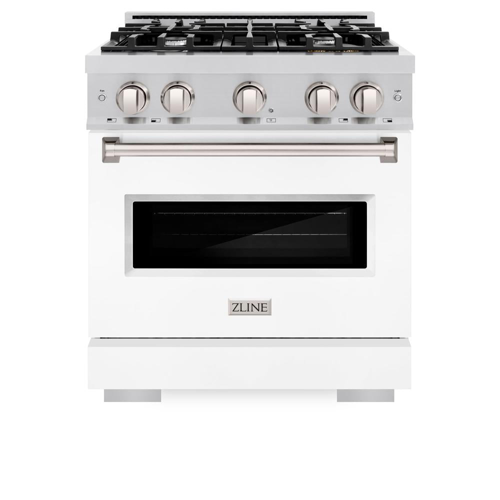 ZLINE Classic 30-inch range in stainless steel with white matte door CDR-WM-30, front view