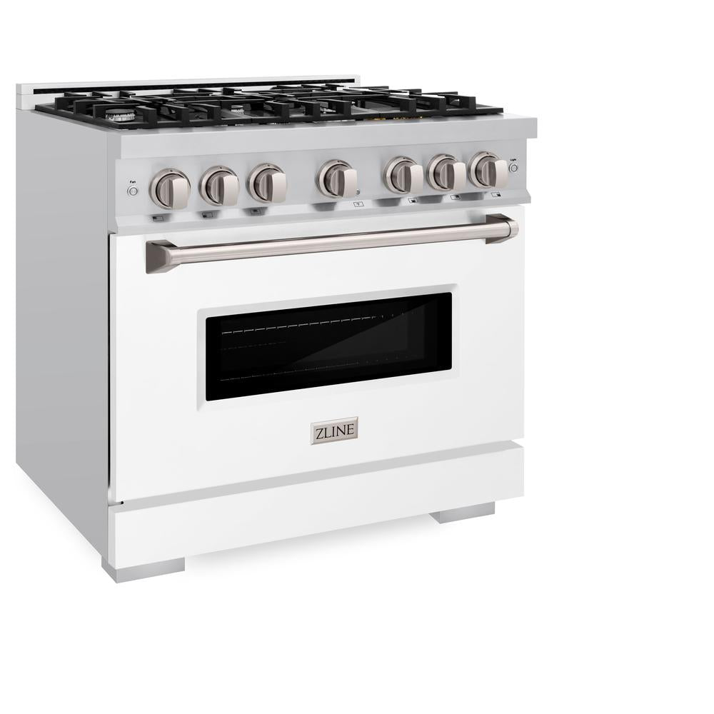 ZLINE Classic 36-inch range in stainless steel with white matte door CGR-WM-36, view 5