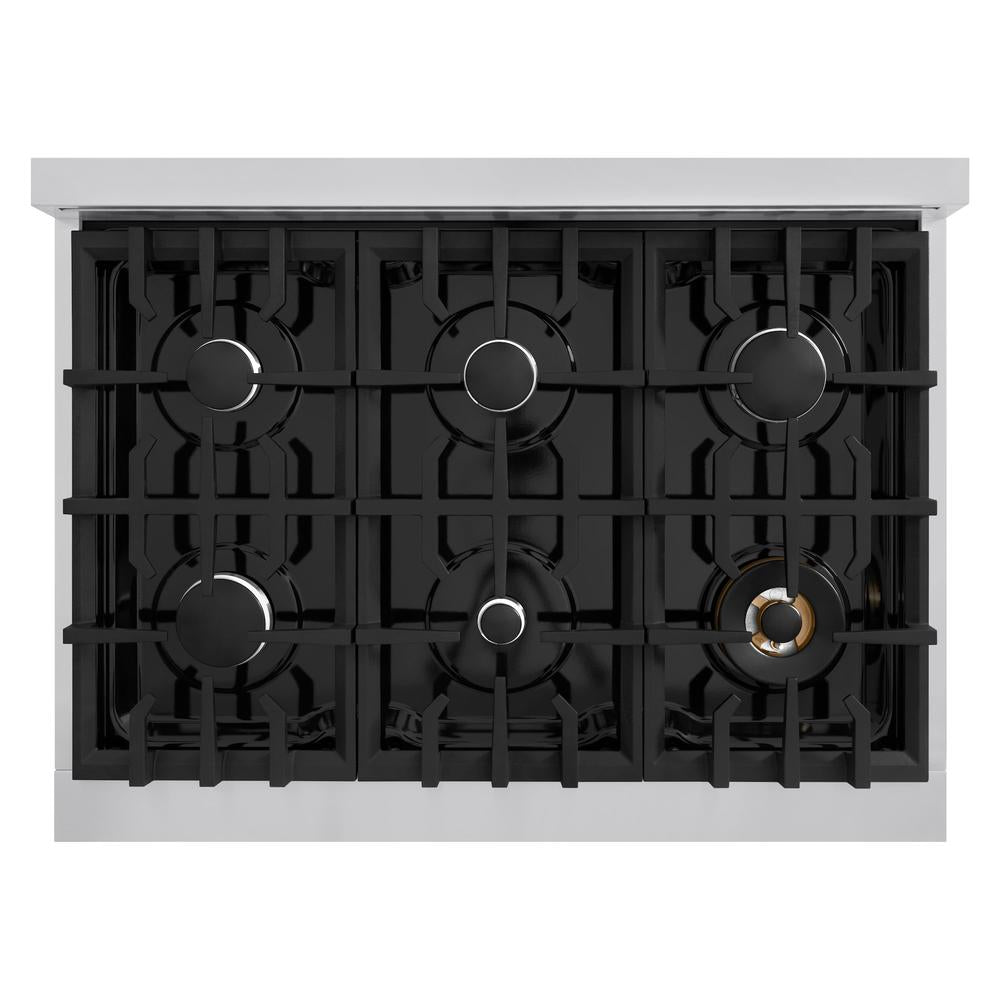ZLINE Classic 36-inch range in stainless steel with white matte door CGR-WM-36, from above