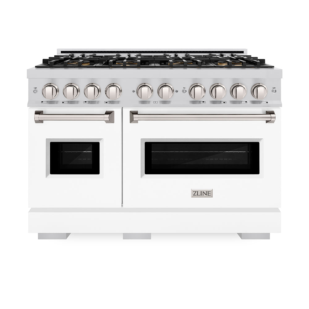 ZLINE Classic 48-inch range in white matte PCDR-WM-48, front view