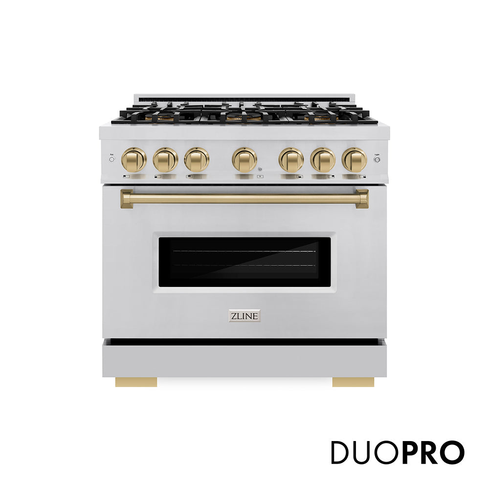 ZLINE Autograph Edition Classic 36-inch range in stainless steel and champagne bronze accents PCDRZ-36-CB