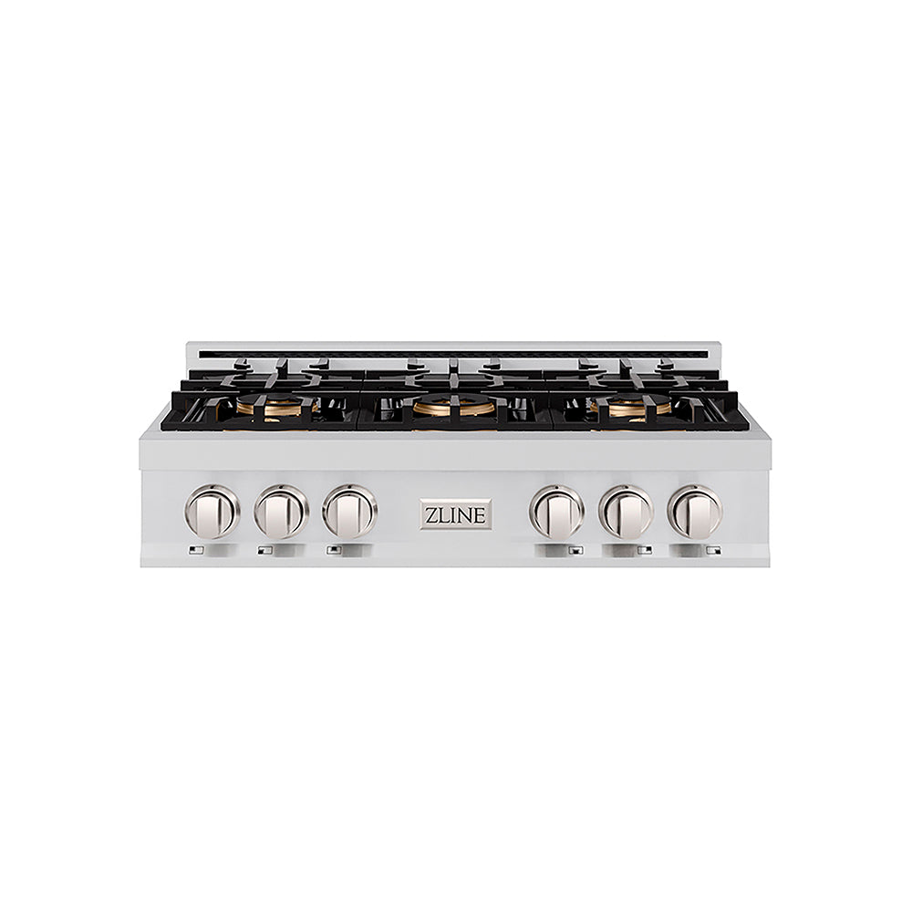 ZLINE Classic 36-inch rangetop in stainless steel PCRT36, front view