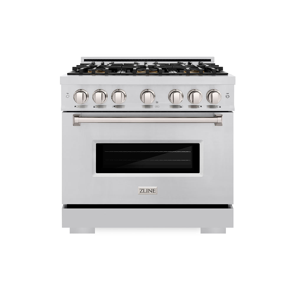 ZLINE Classic 36-inch range in stainless steel PCGR36, front view