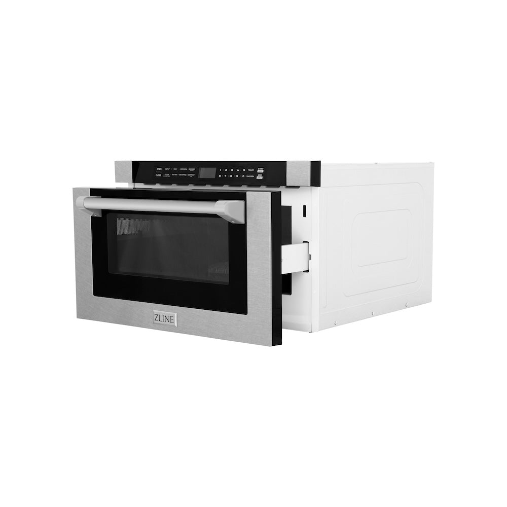 ZLINE 24-inch microwave in satin stainless steel MWD-1-SS-H, door open