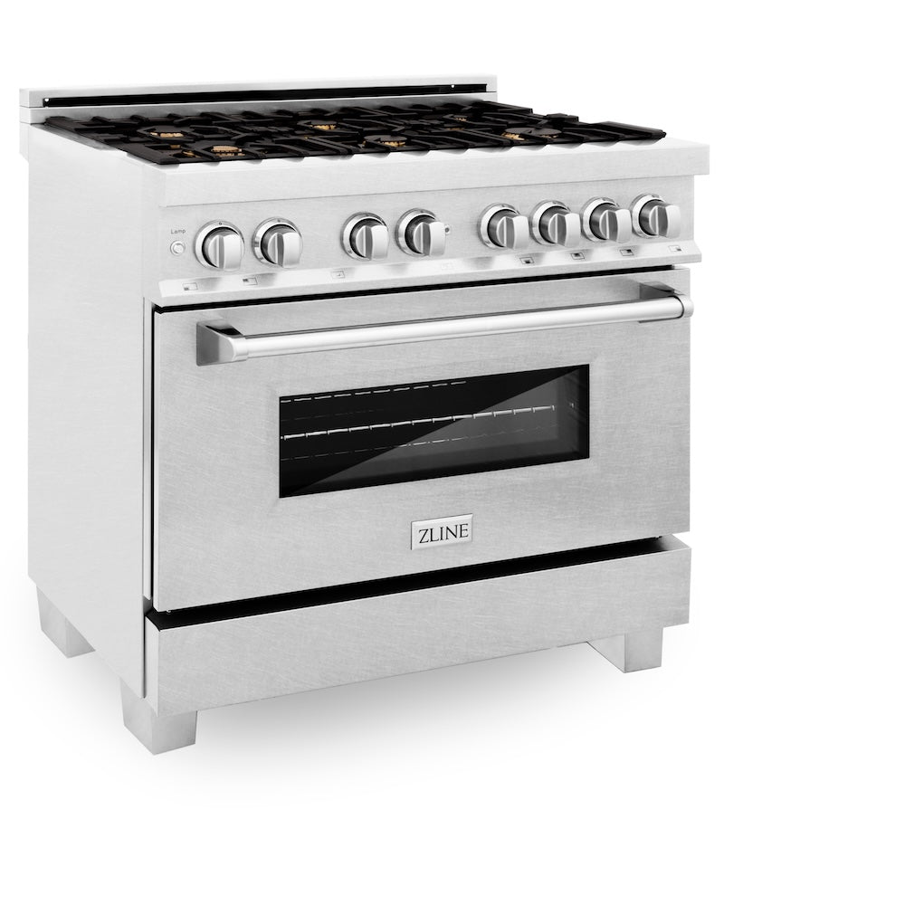 ZLINE Legacy 36-inch range in satin stainless steel RAS-SN-BR-36, view 7