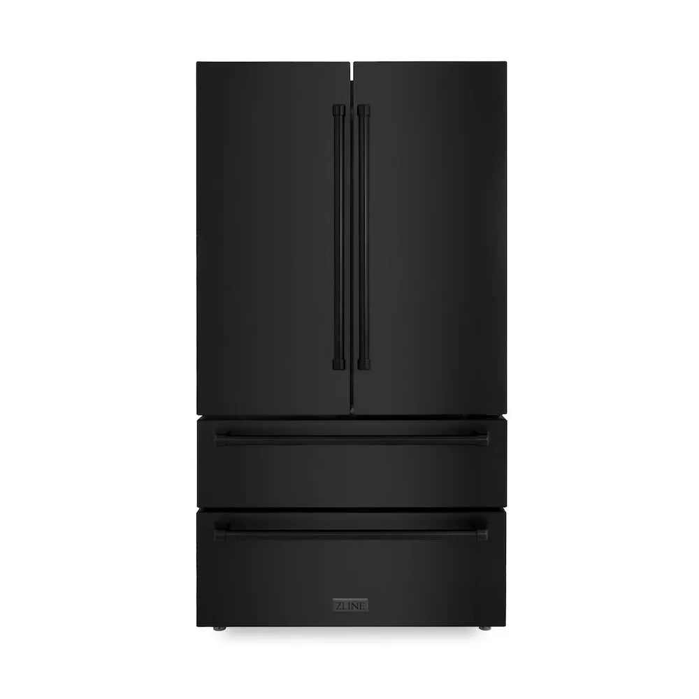 ZLINE 36-inch refrigerator in fingerprint-resistant black stainless steel with bright white interior RFM-36-BS