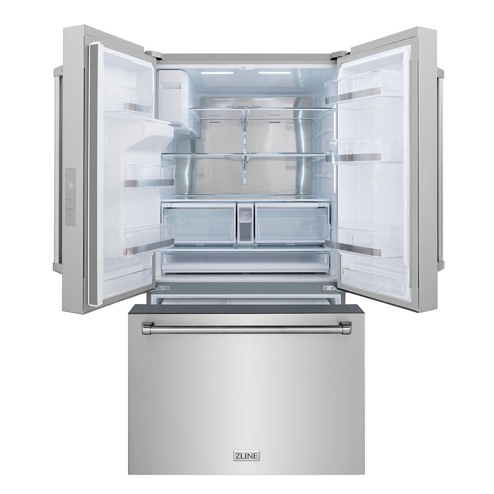 ZLINE 36-inch refrigerator in fingerprint-resistant stainless steel with bright white interior RSM-W-36, front view