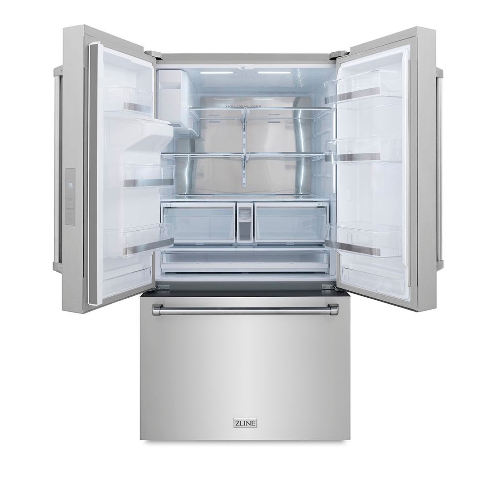 ZLINE 36-inch refrigerator in fingerprint-resistant stainless steel with bright white interior RSM-W-36, front view
