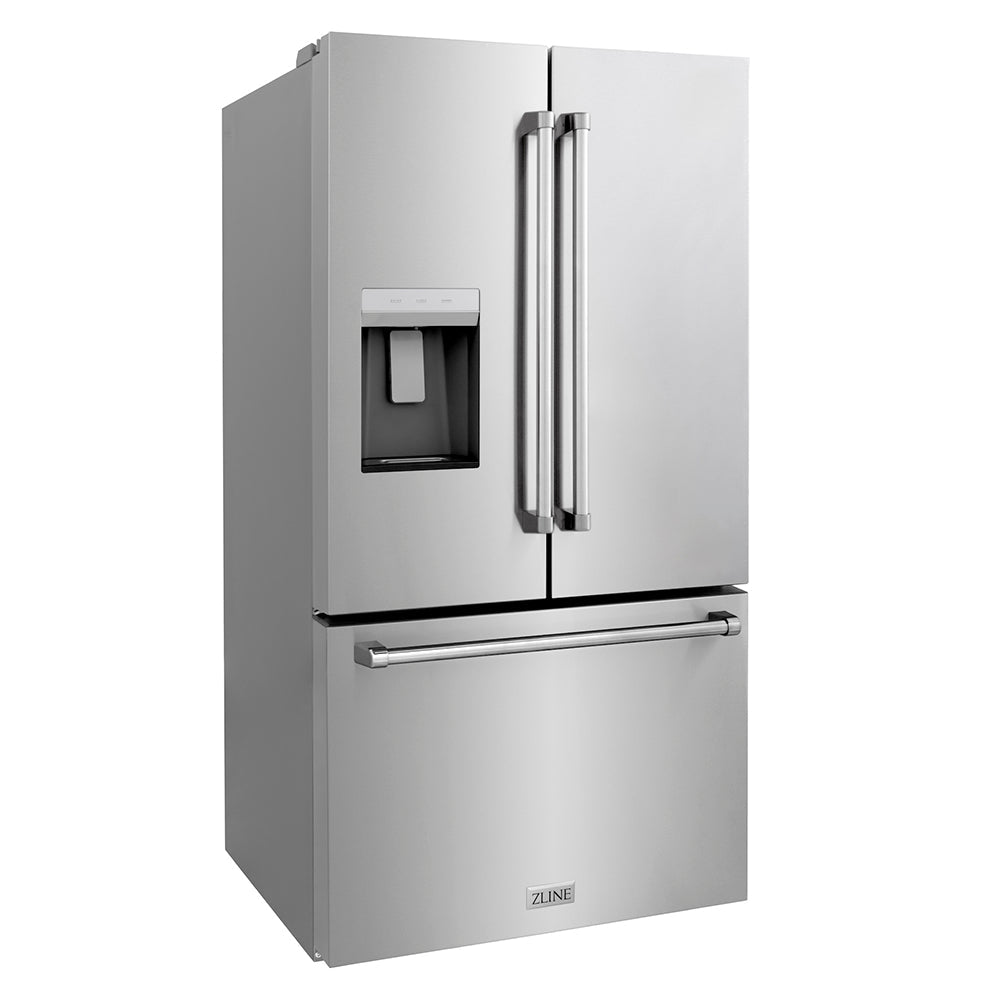 ZLINE 36-inch refrigerator in fingerprint-resistant stainless steel with bright white interior RSM-W-36, side view