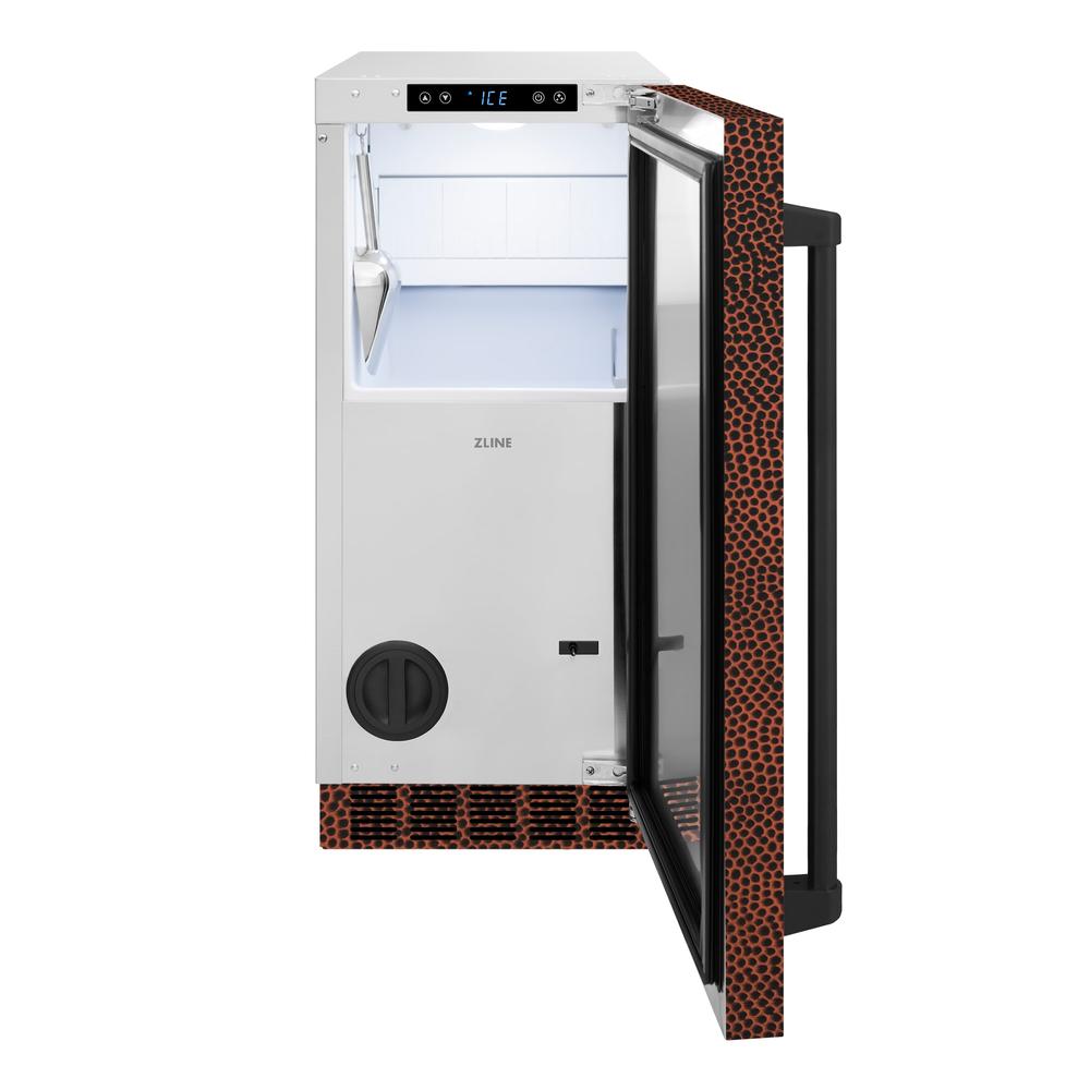 ZLINE Touchstone 15-inch ice maker in hand-hammered copper IGMD-HH-15, front view