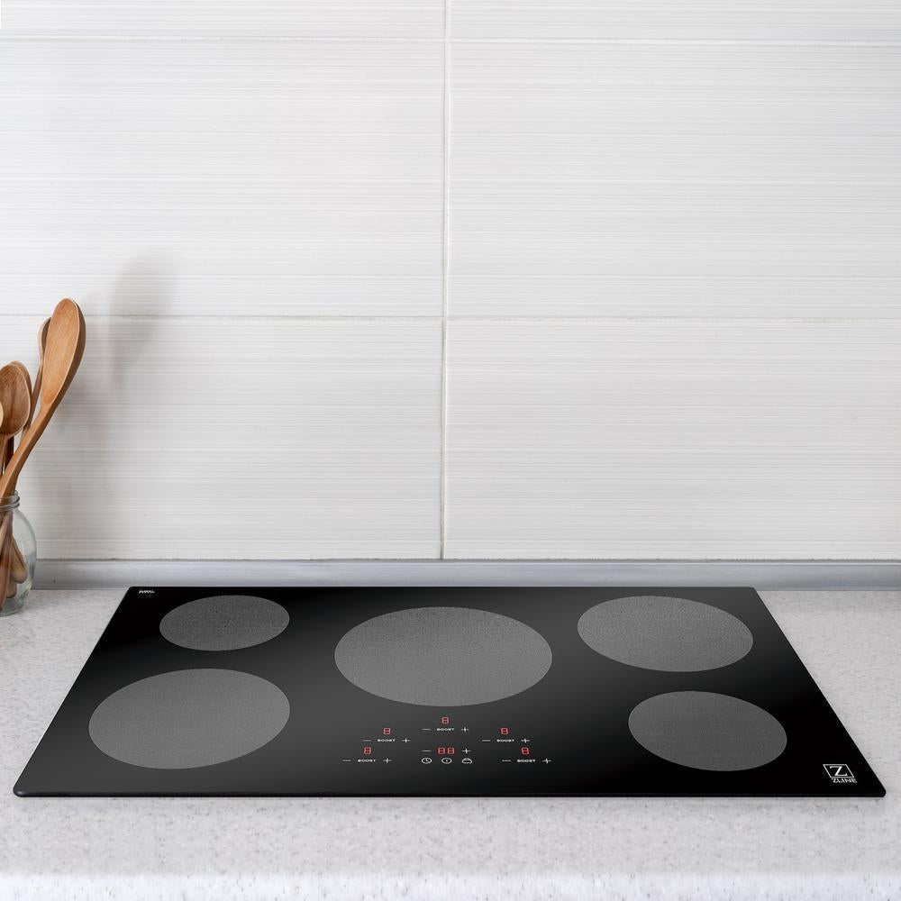 ZLINE 36-inch cooktop in stainless steel RCIND-36, from above