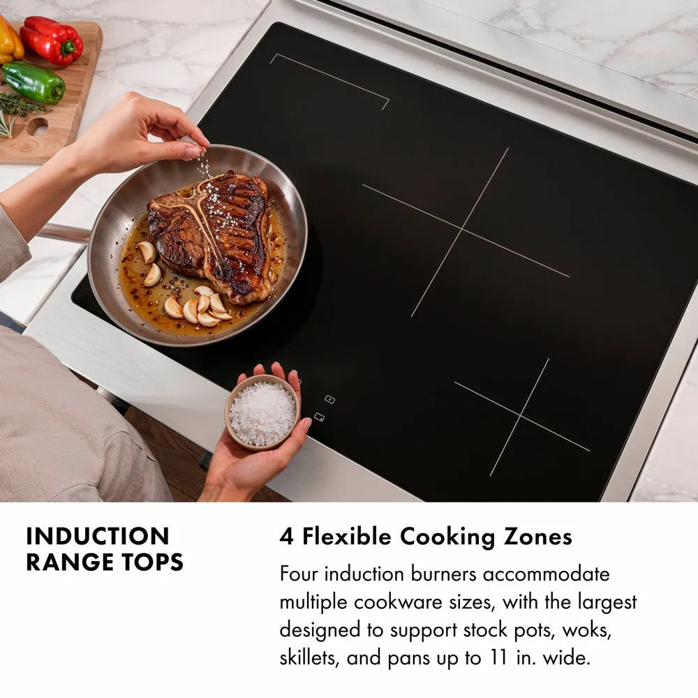 ZLINE Autograph Edition Paramount 30-inch rangetop in stainless steel and polished gold accents SINRTZ-30-G, from above