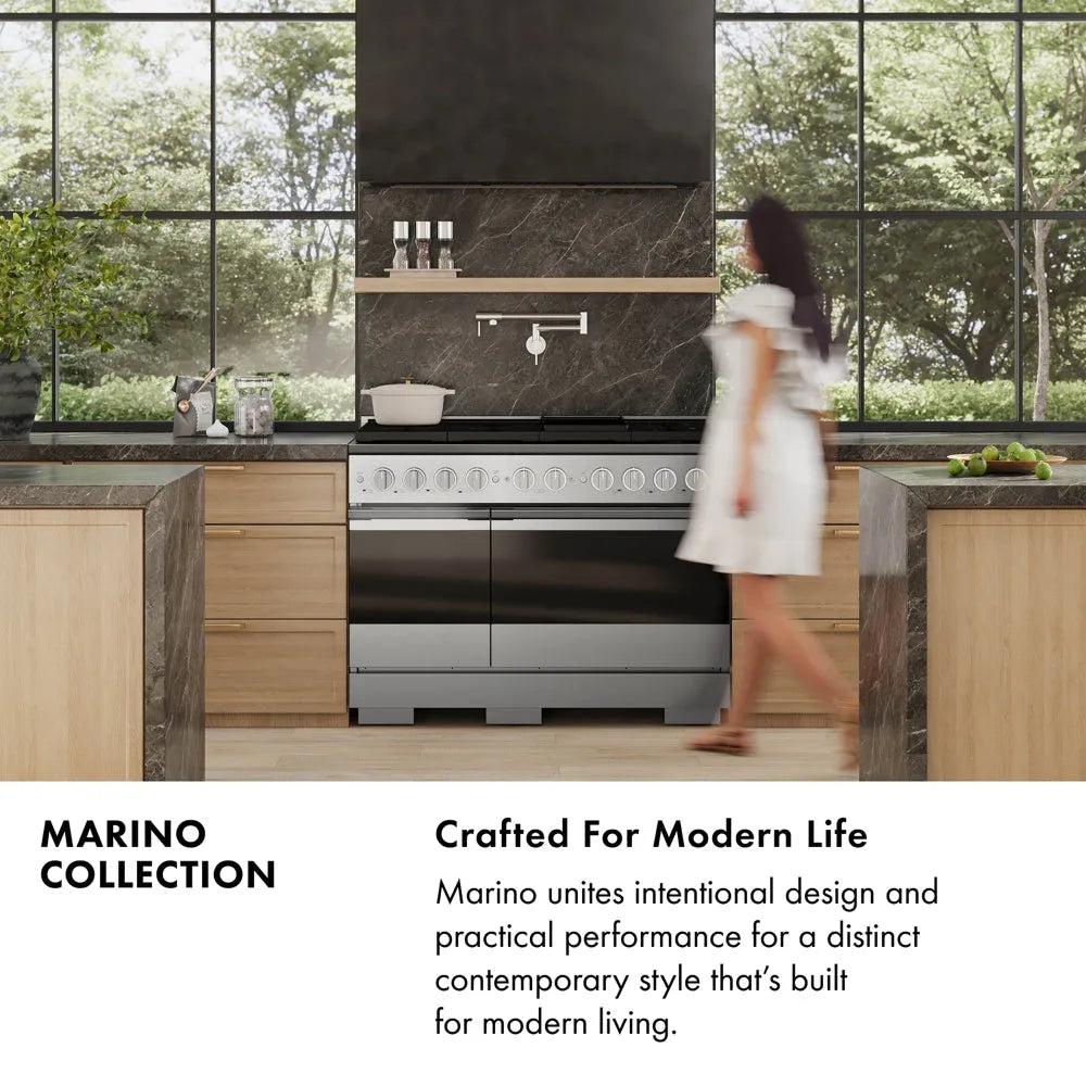 ZLINE Marino 48-inch range in satin stainless steel with white matte door MDRS-WM-48, view 4