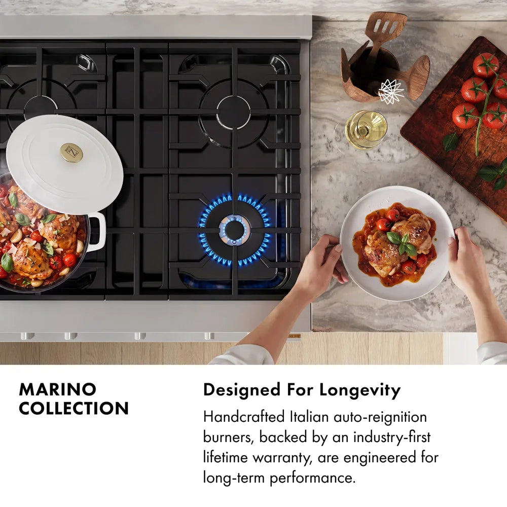 ZLINE Marino 36-inch range in black stainless steel MDRB-BR-36, view 3