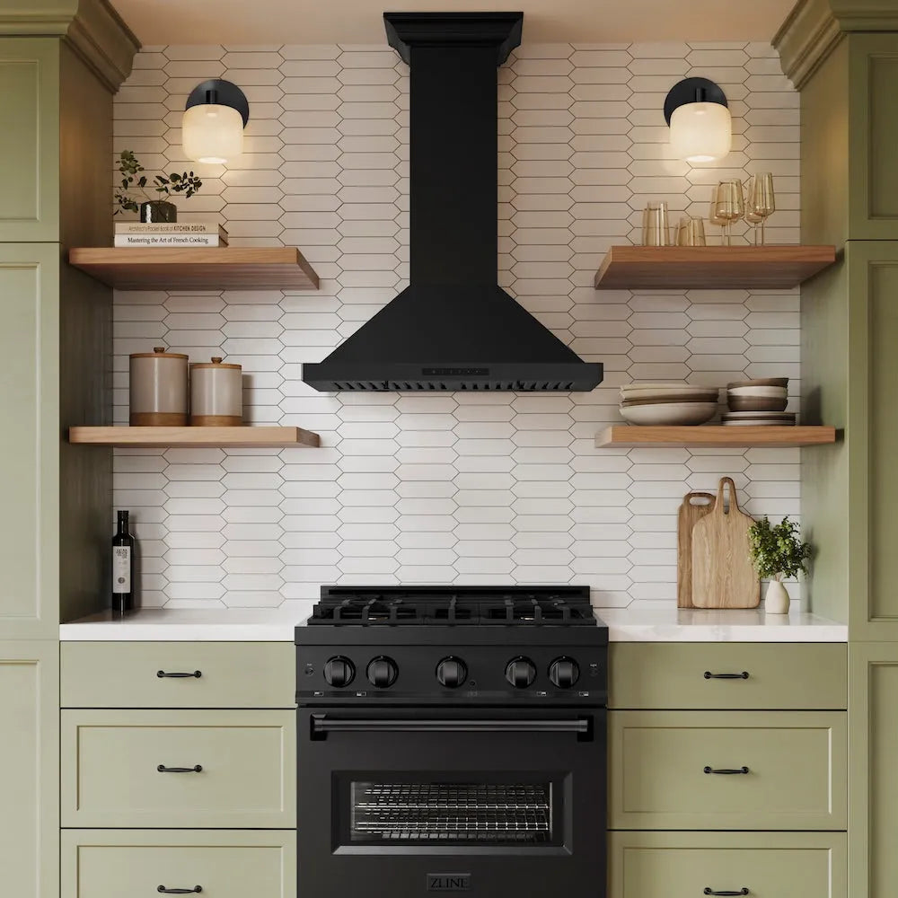 ZLINE Convertible Vent 36-inch range hood in black stainless steel BSKBNCRN-36, view 2