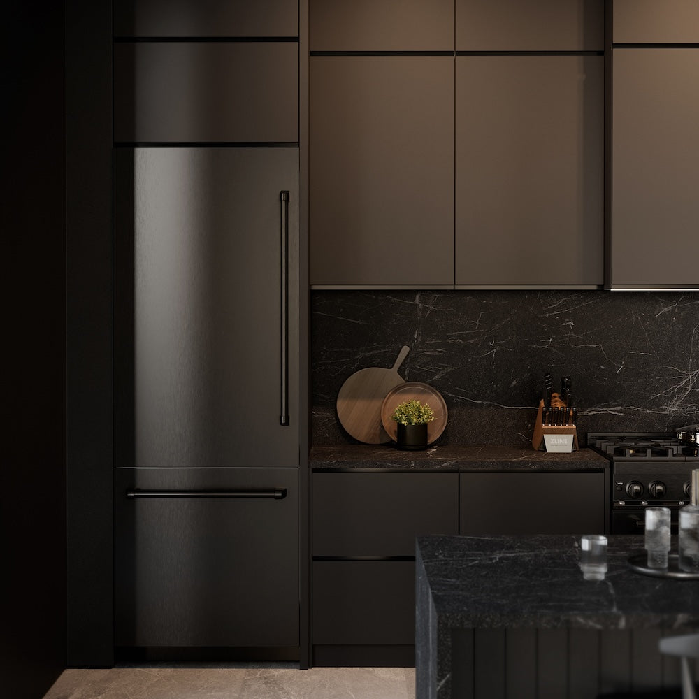 ZLINE 30-inch refrigerator in black stainless steel with graphite gray interior GRBIV-BS-30, view 2