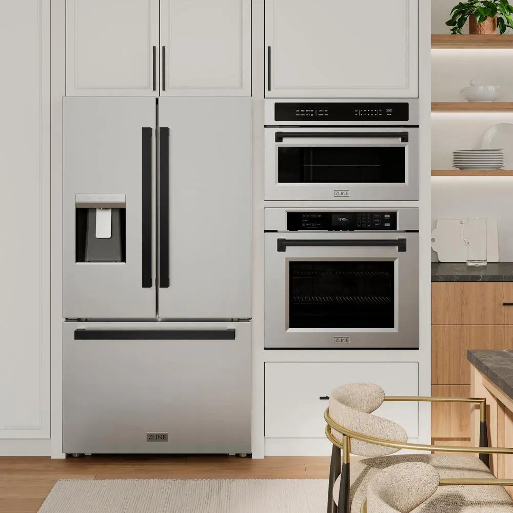 ZLINE Autograph Edition 36-inch refrigerator in fingerprint-resistant stainless steel with bright white interior and matte black accents RSMZ-W-36-FMB, view 2