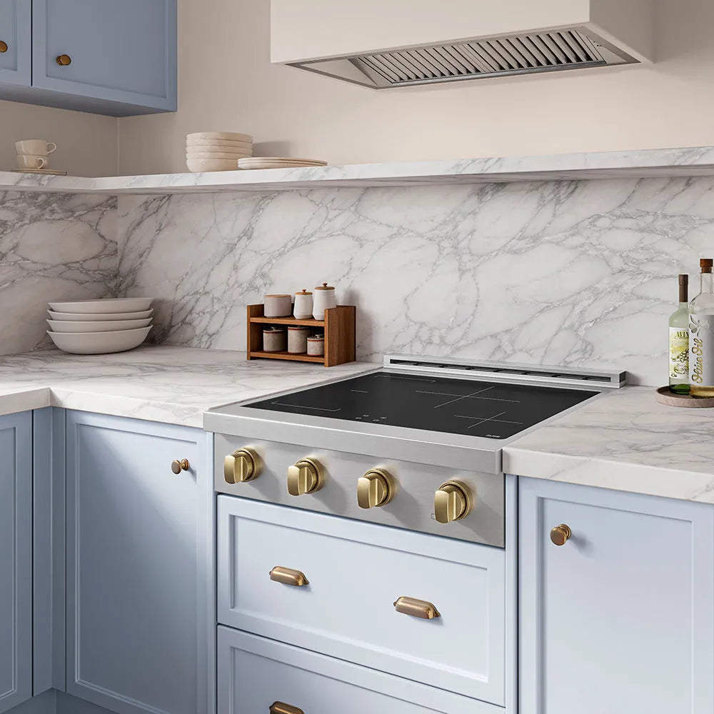 ZLINE Autograph Edition Paramount 30-inch rangetop in stainless steel and champagne bronze accents SINRTZ-30-CB, view 2