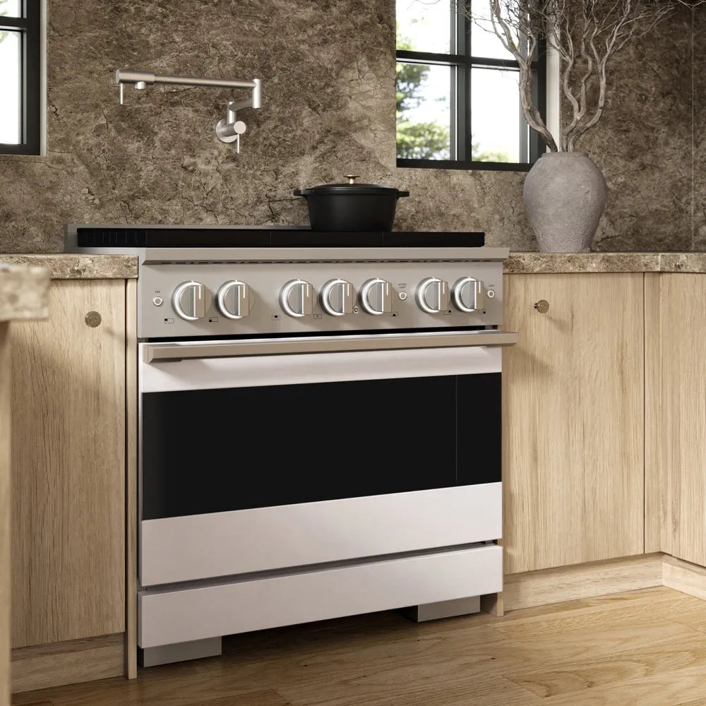 ZLINE Marino 36-inch range in stainless steel with white matte door MDR-WM-36, view 2