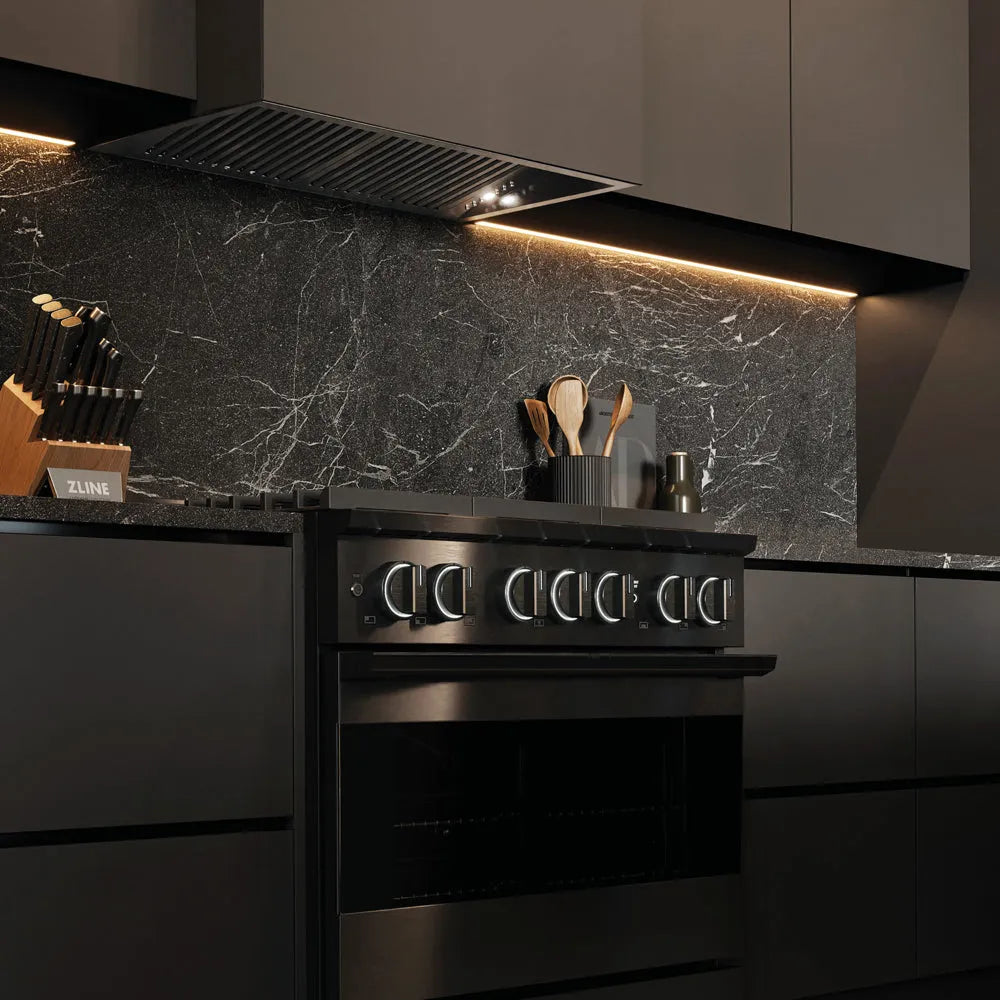ZLINE Marino 36-inch range in black stainless steel MGRB-BR-36, view 2