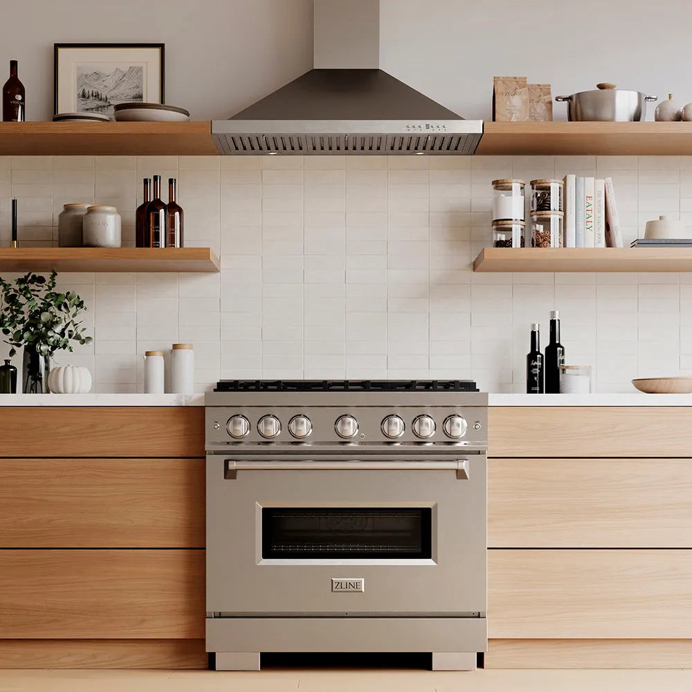 ZLINE Classic 36-inch range in stainless steel PCDR36, front view