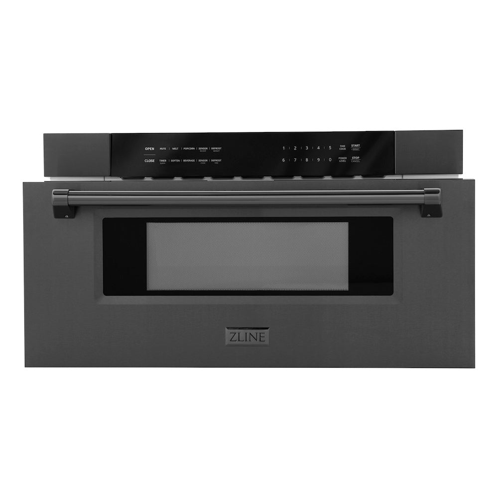 ZLINE 30-inch microwave in black stainless steel MWD-30-BS, front view