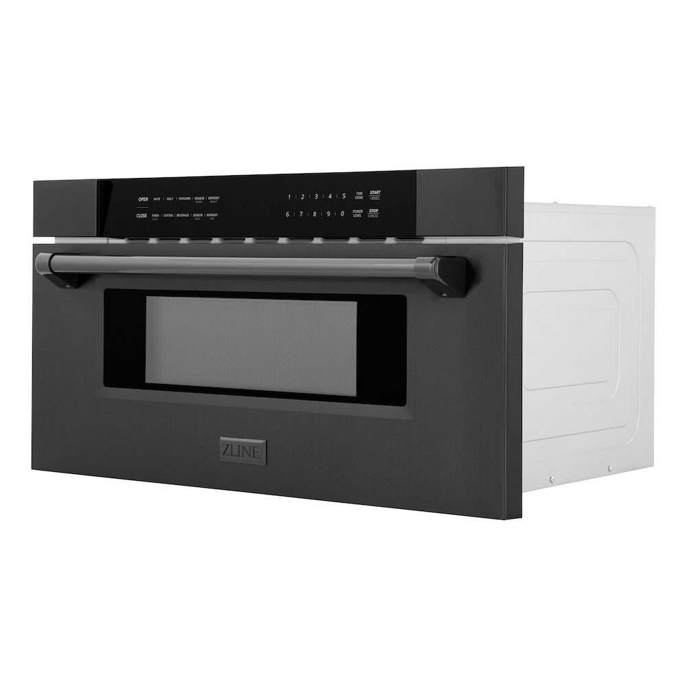 ZLINE 30-inch microwave in black stainless steel MWD-30-BS, side view