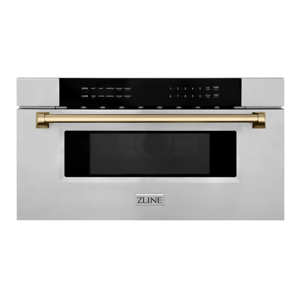 ZLINE Autograph Edition 30-inch microwave in stainless steel and champagne bronze accents MWDZ-30-CB