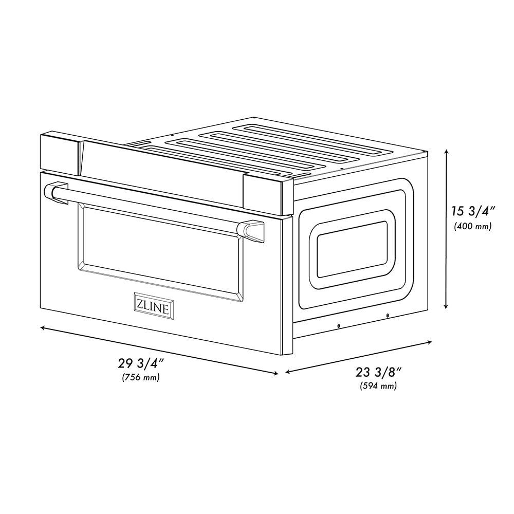 ZLINE Autograph Edition 30-inch microwave in stainless steel and champagne bronze accents MWDZ-30-KCB, view 7