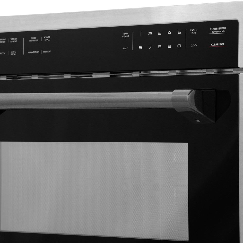 ZLINE Autograph Edition 24-inch microwave in stainless steel and matte black accents MWOZ-24-MB, detail