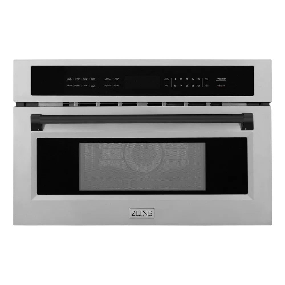 ZLINE Autograph Edition 30-inch microwave in stainless steel and matte black accents MWOZ-30-MB