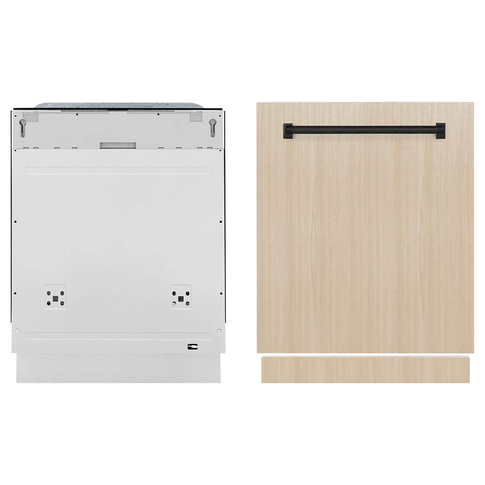 ZLINE Autograph Edition Monument 24-inch dishwasher, panel ready and matte black accents DWMTZ-24-MB, front view