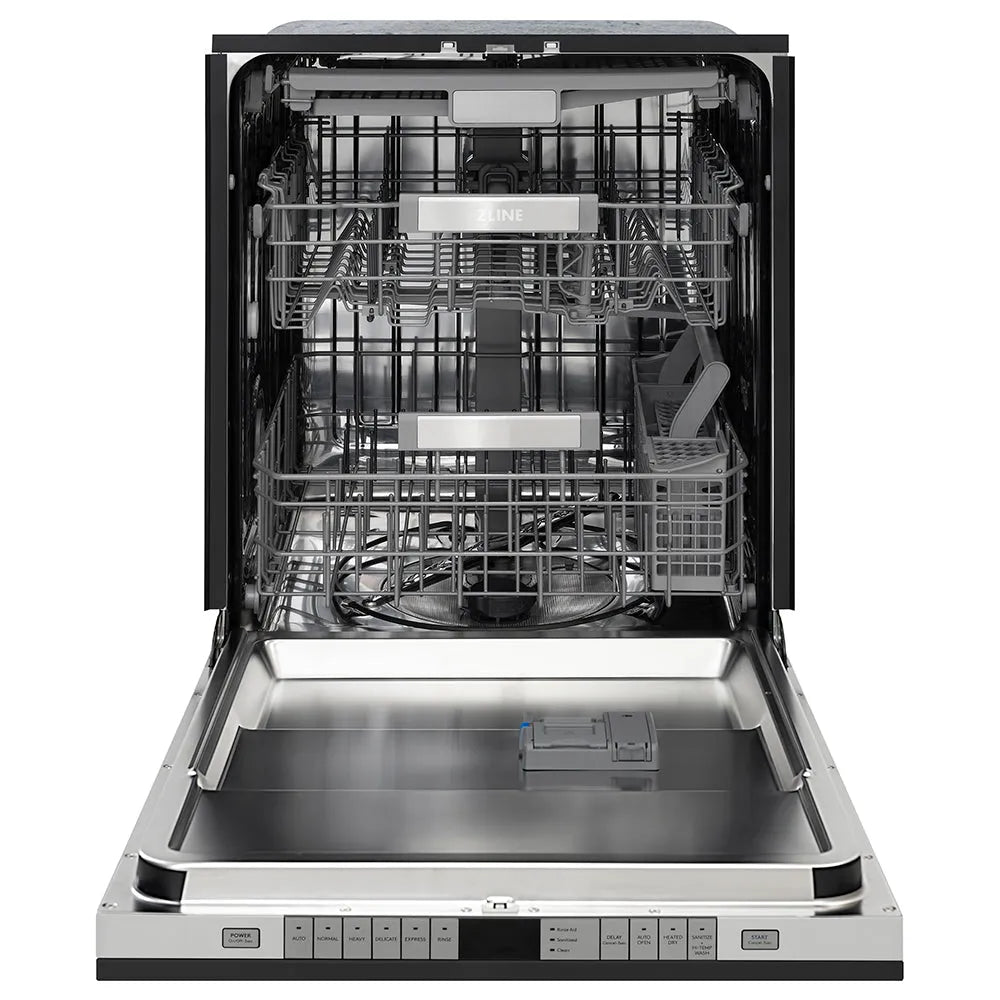 ZLINE Autograph Edition Monument 24-inch dishwasher in black matte and champagne bronze accents DWMTZ-BLM-24-CB, front view