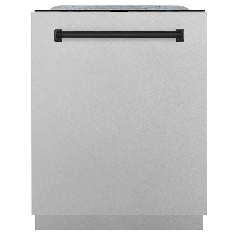 ZLINE Autograph Edition Monument 24-inch dishwasher in satin stainless steel and matte black accents DWMTZ-SN-24-MB