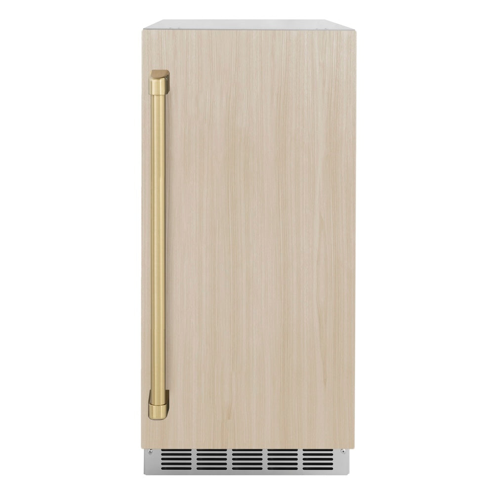 ZLINE Autograph Edition Touchstone 15-inch ice maker, panel ready and champagne bronze accents ICCDPZ-15-CB, front view
