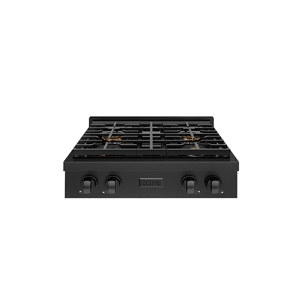ZLINE Paramount 30-inch rangetop in black stainless steel PSRTB-30, front view