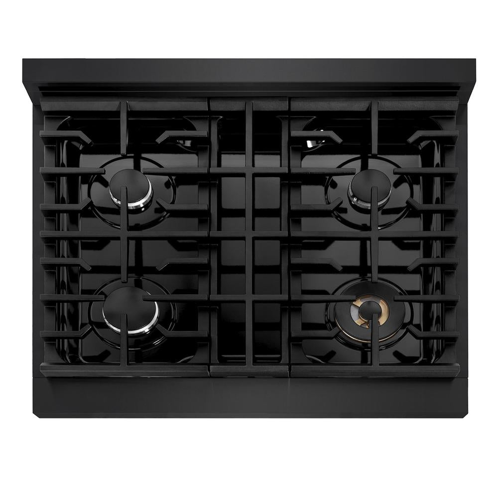 ZLINE Paramount 30-inch rangetop in black stainless steel SRTB-30, from above