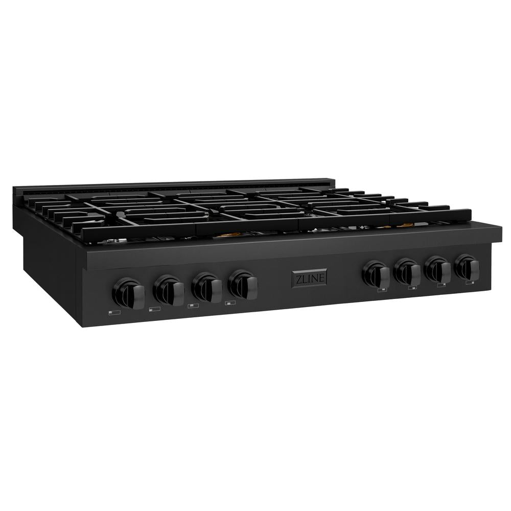 ZLINE Paramount 48-inch rangetop in black stainless steel SRTB-48, from above