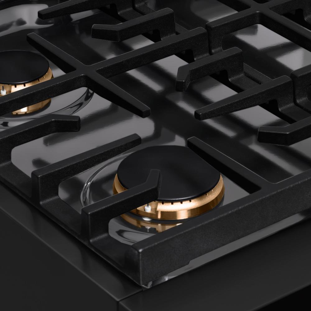 ZLINE Autograph Edition Paramount 30-inch rangetop in black stainless steel and champagne bronze accents SRTBZ-30-CB, from above