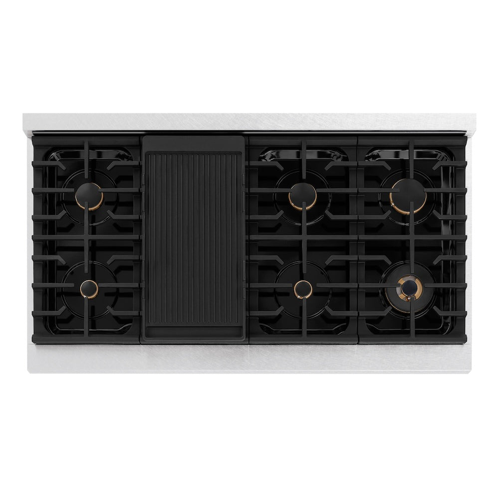 ZLINE Paramount 48-inch rangetop in satin stainless steel SRTS-BR-48, from above