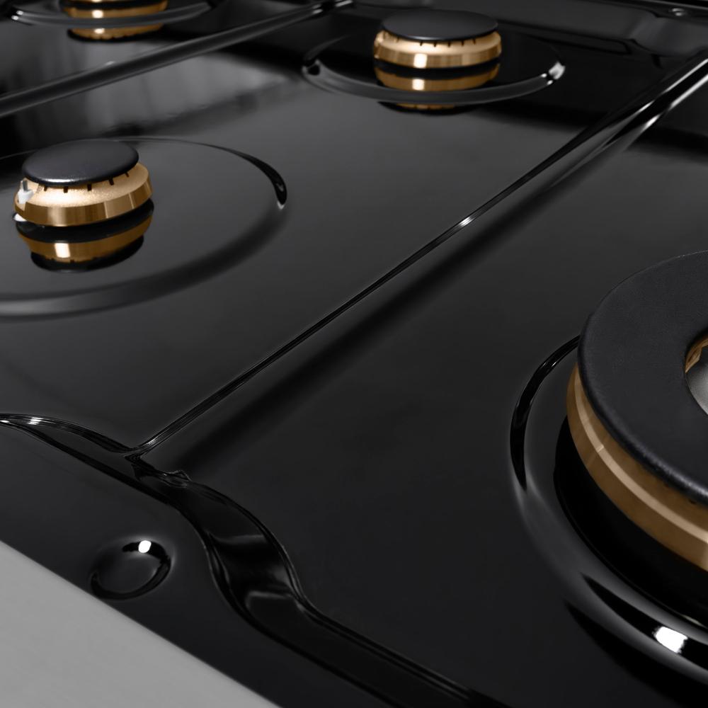 ZLINE Autograph Edition Paramount 48-inch rangetop in stainless steel and matte black accents SRTZ-48-MB, from above