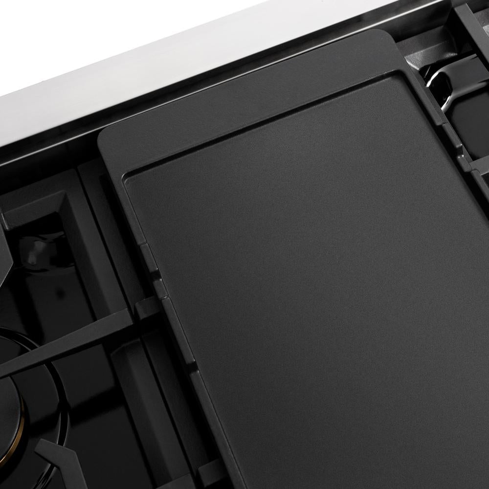 ZLINE Autograph Edition Paramount 48-inch rangetop in stainless steel and matte black accents SRTZ-48-MB, from above