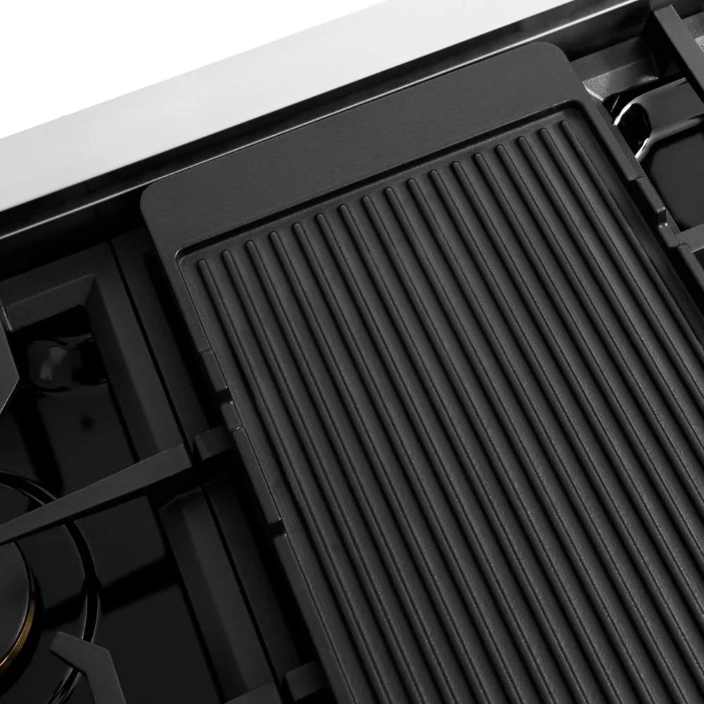 ZLINE Autograph Edition Paramount 48-inch rangetop in stainless steel and matte black accents SRTZ-48-MB, from above